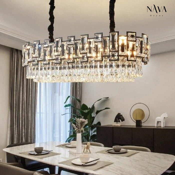 Luxora Crystal Ellipse Chandelier