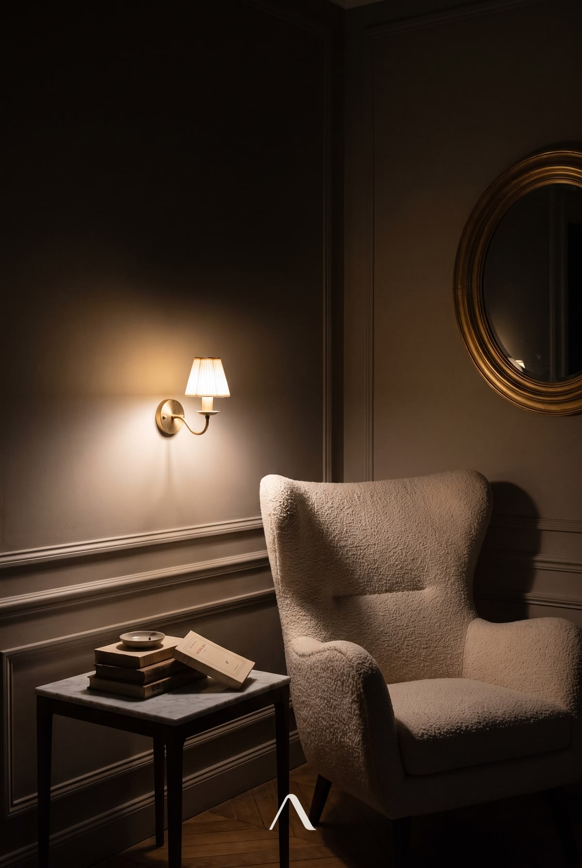 A Boucle Chair Settles Into Parisian Lamplight