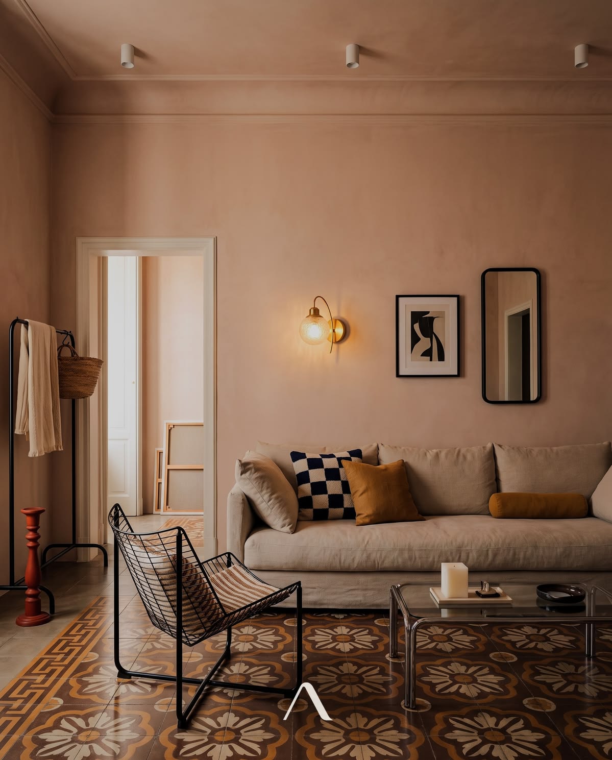 Peach plaster living room