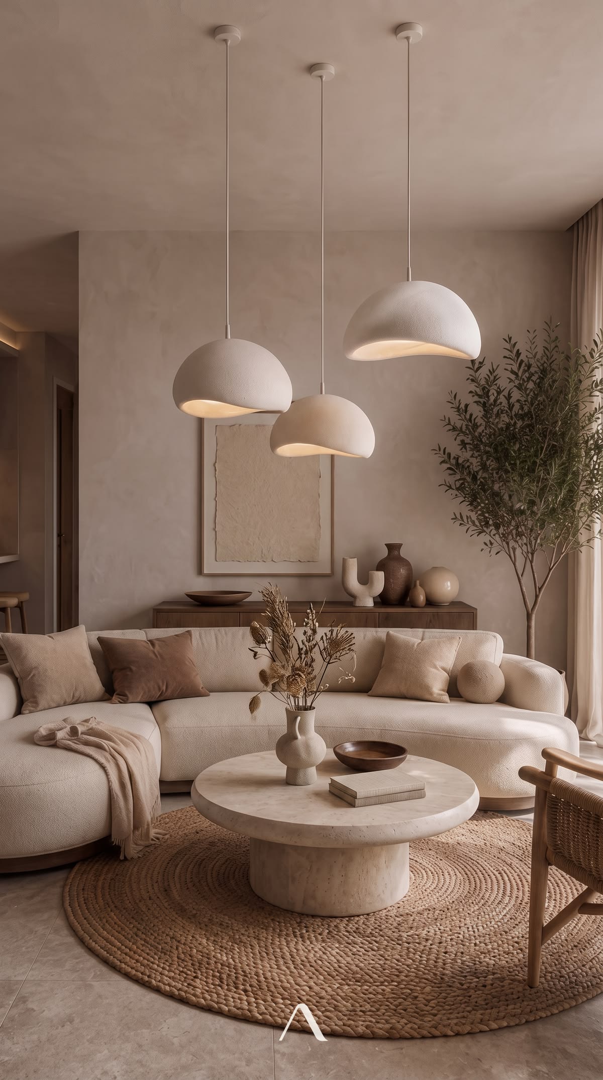 Plaster dome pendants