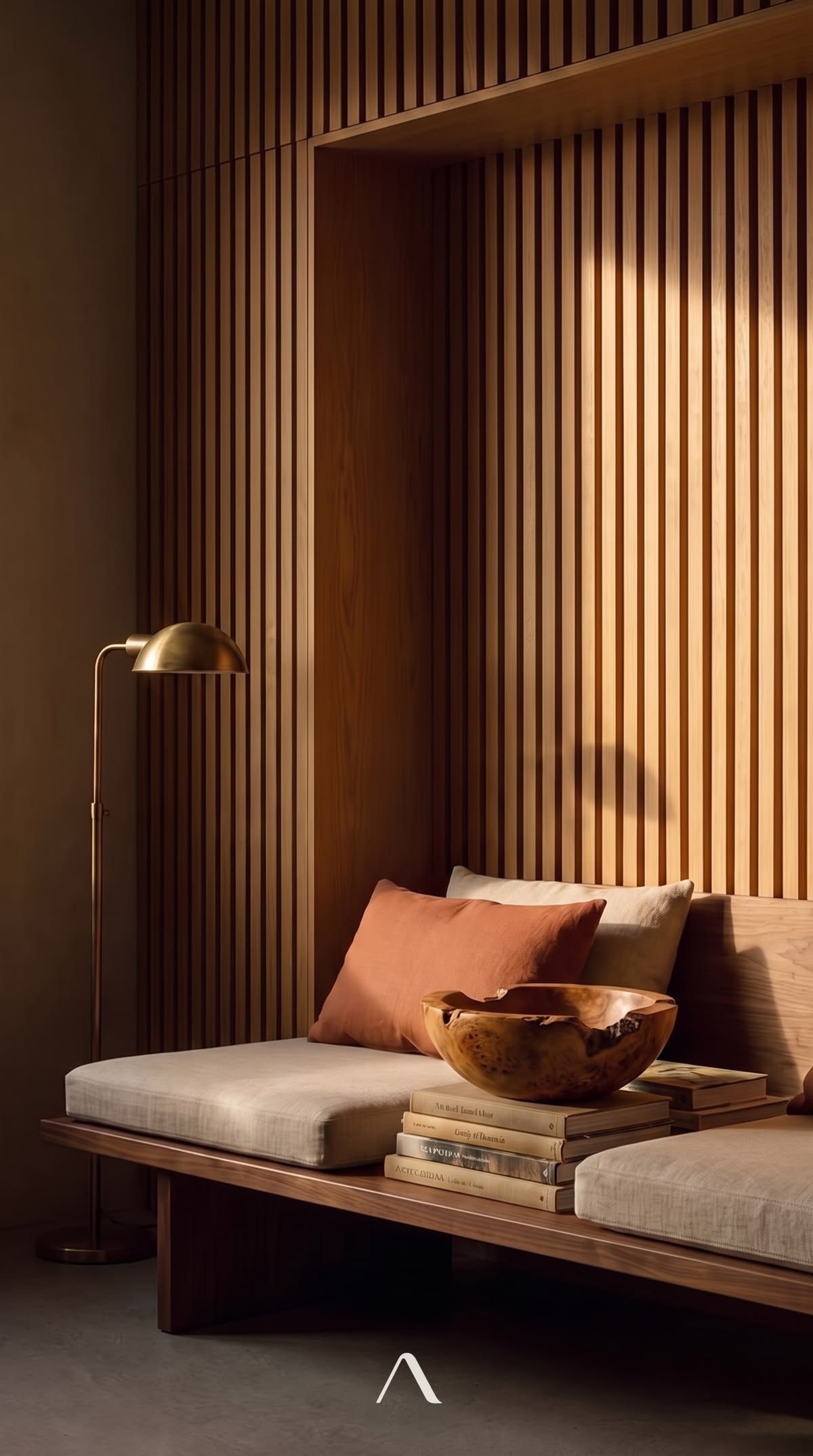 Slatted oak alcove
