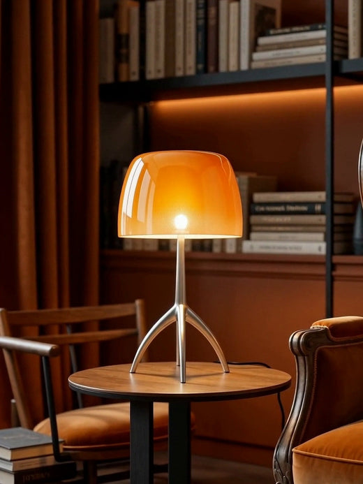 A lamp opens a corner.