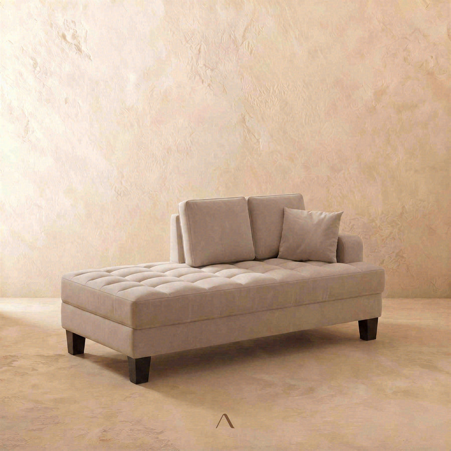 Kaya Pillow Sofa — a compact sofa with tufted pillows and padded arms