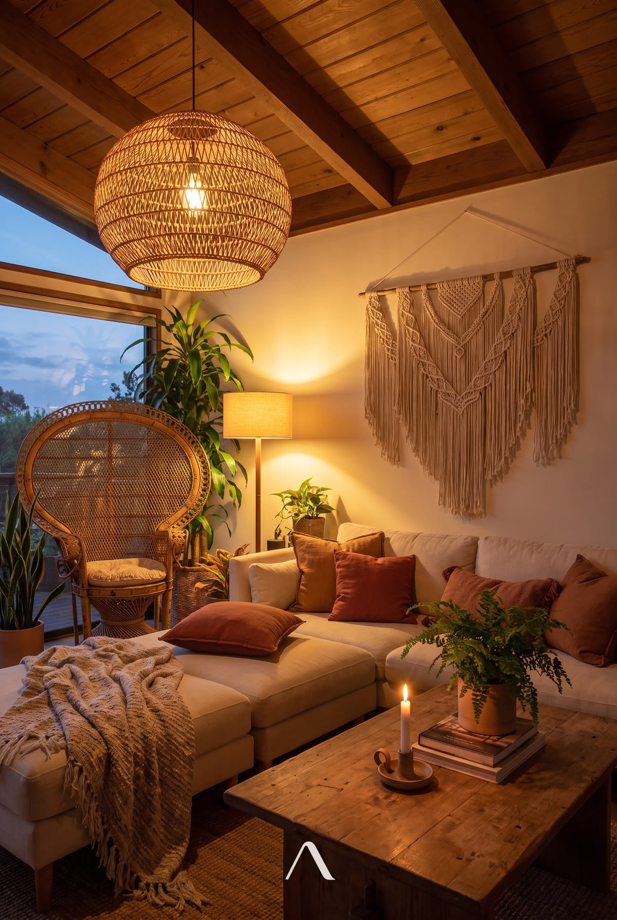 Bohemian Living Room Ideas — Terracotta & Macrame Dusk