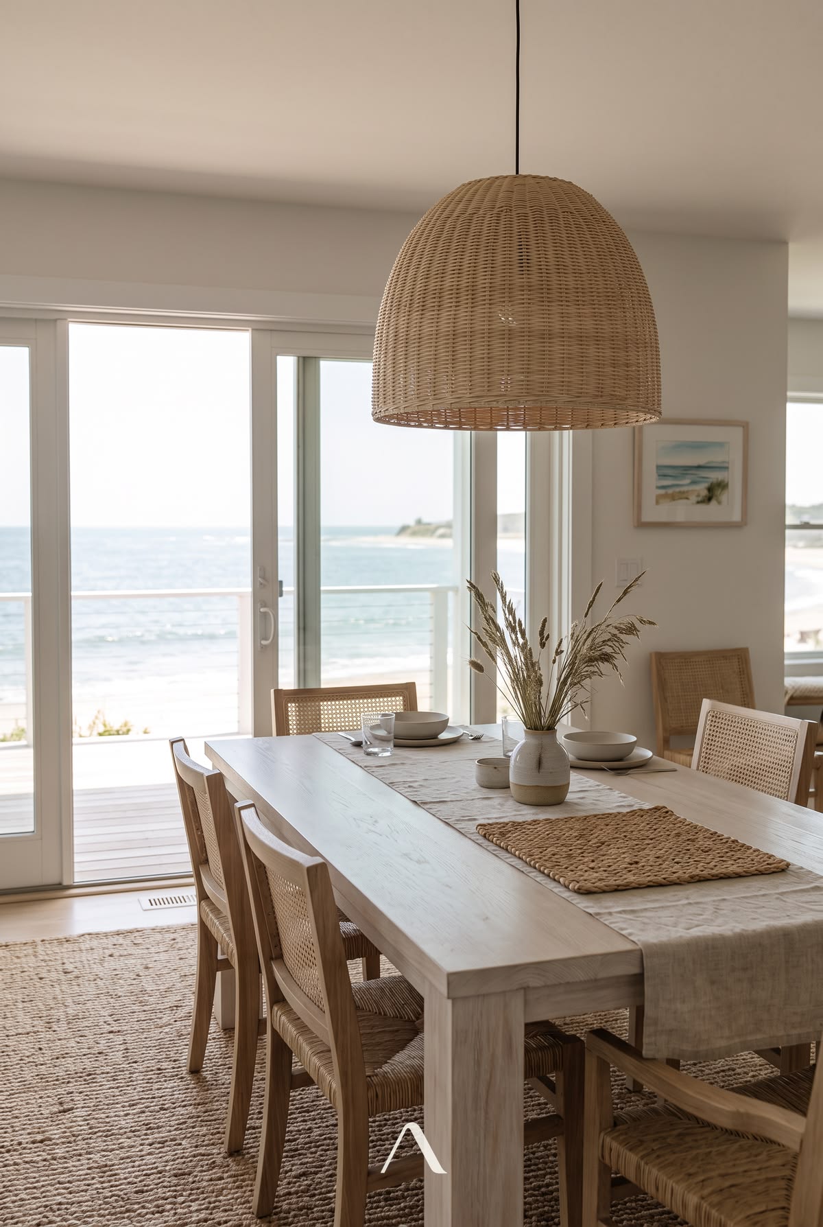 Coastal Dining Room Ideas — Woven Pendant at Noon