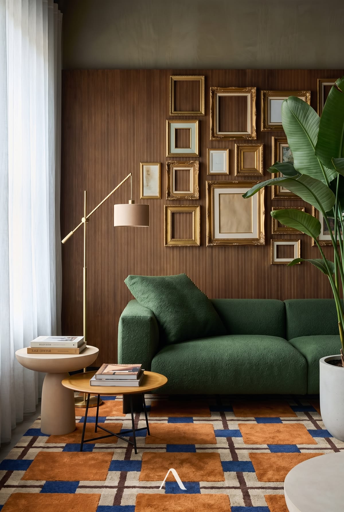 A Patterned Rug Grounds a Maximalist Living Room