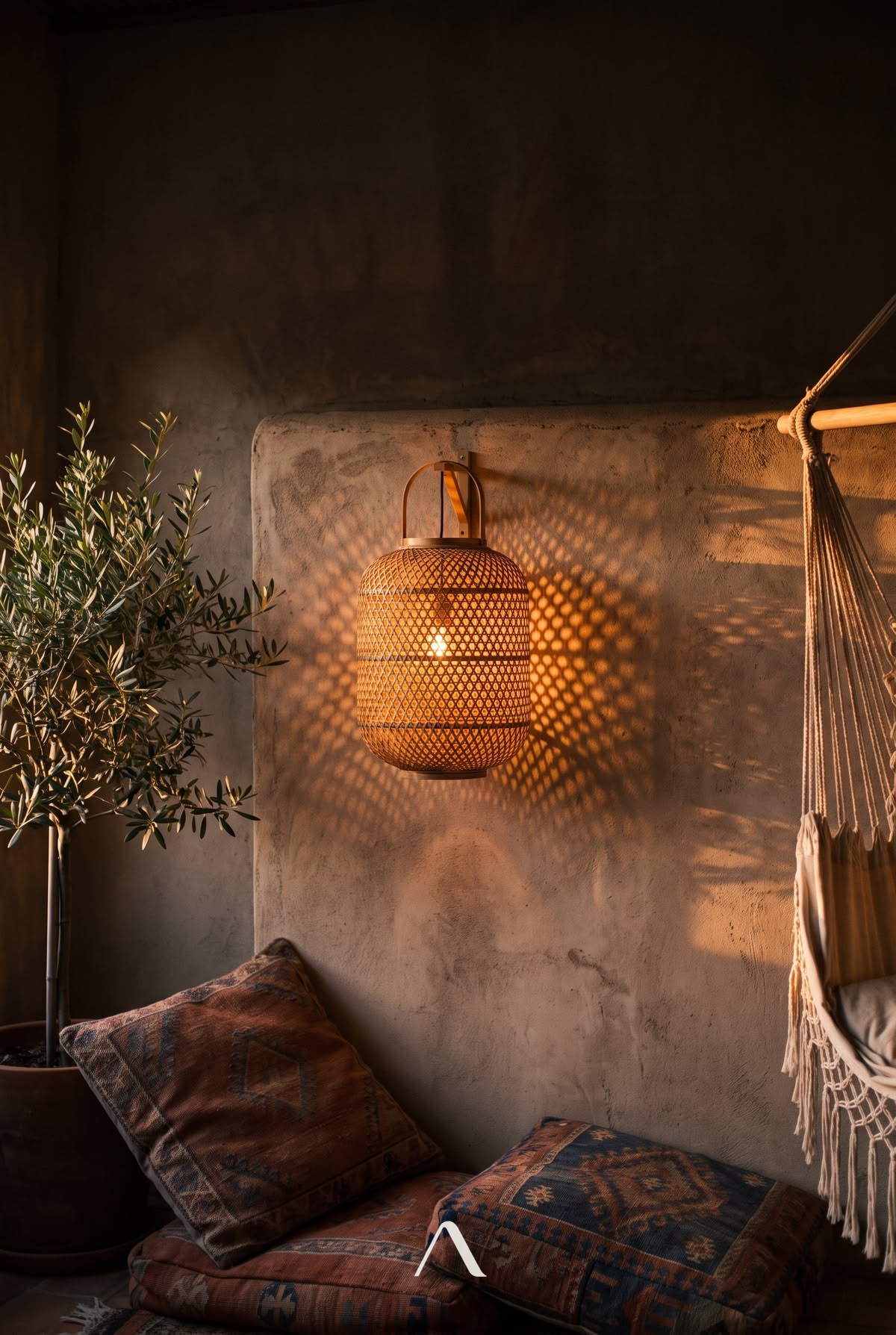 A Woven Lantern Casts Pattern Through the Afternoon