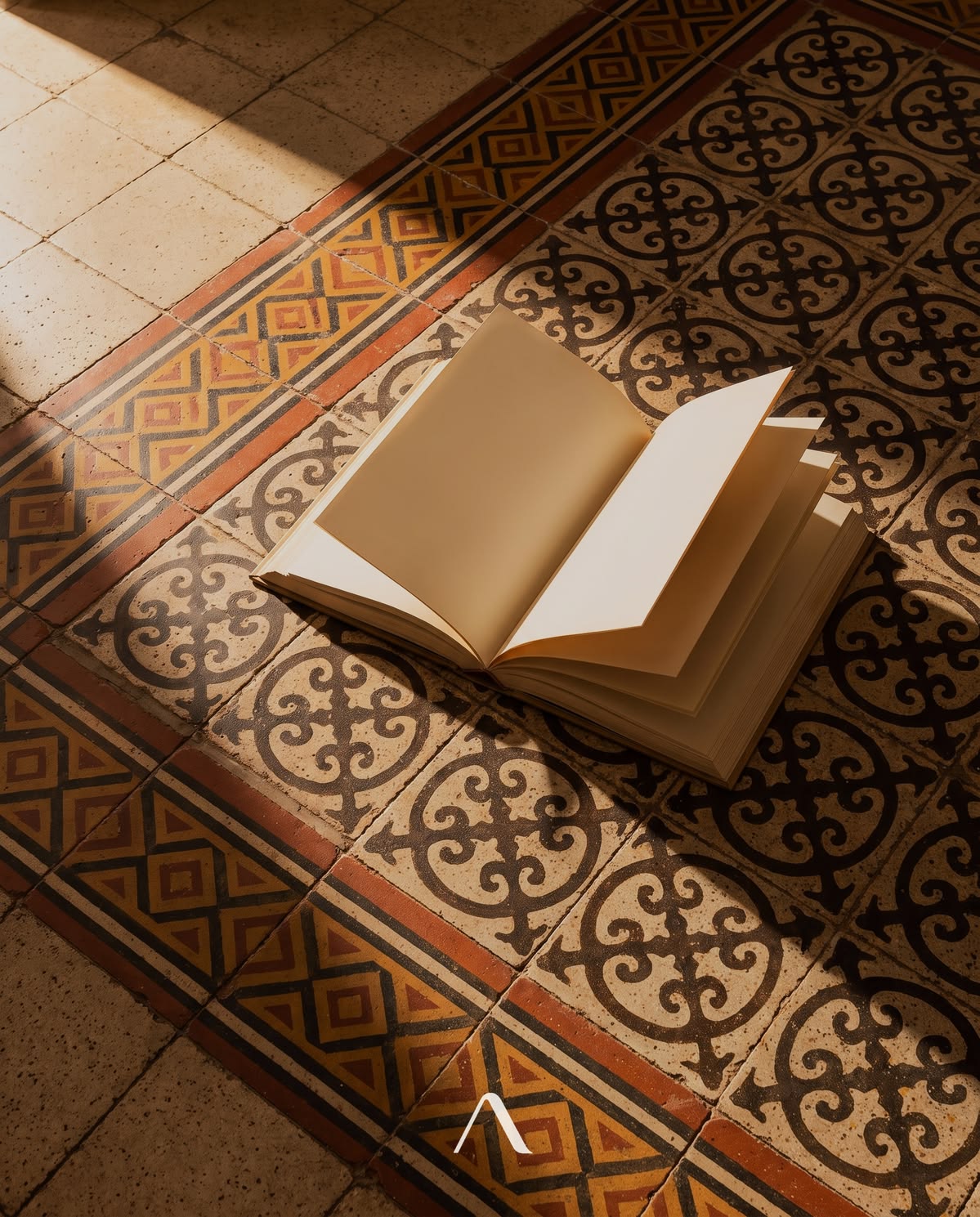 Greek-key cement tile