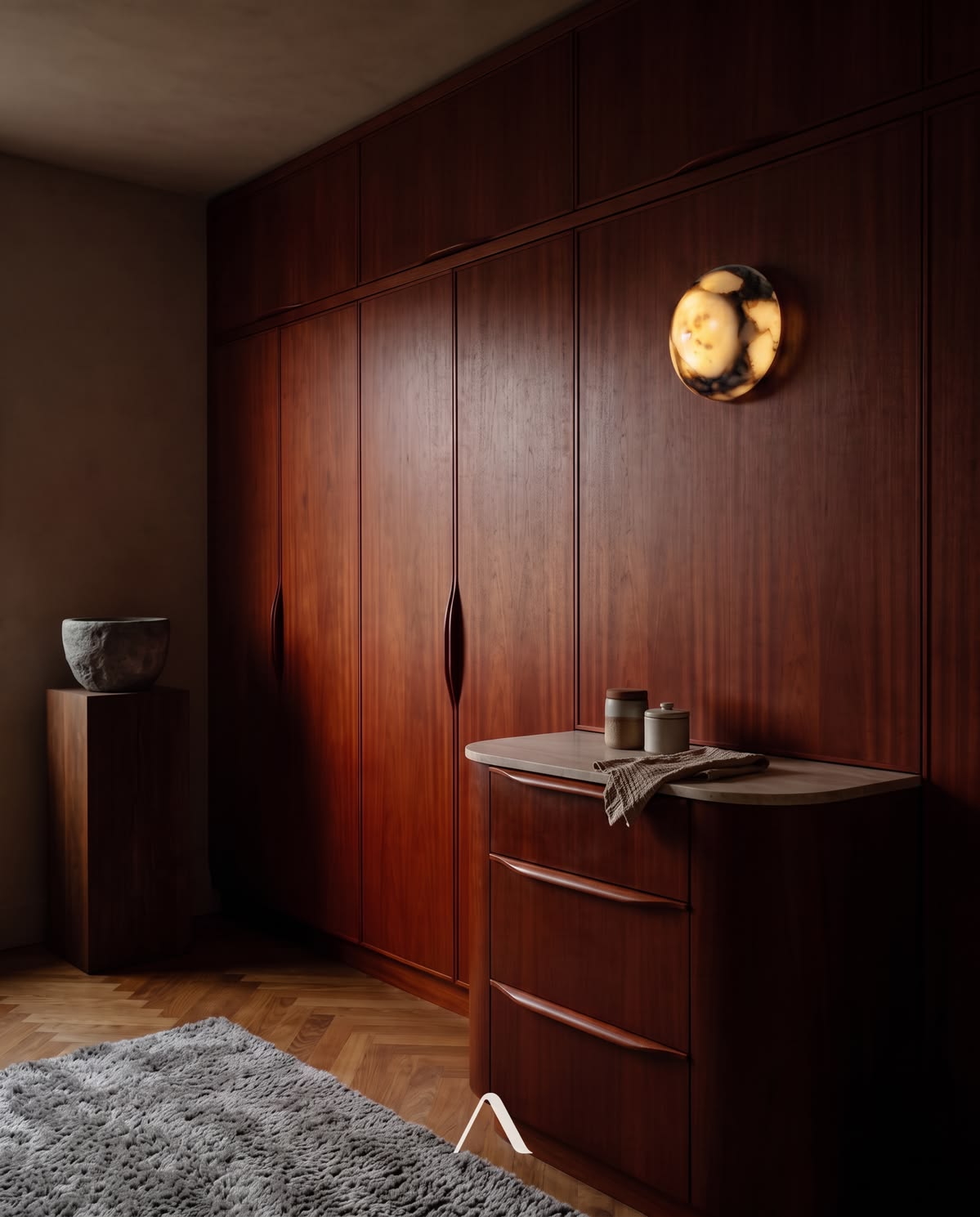 Rosewood wardrobe wall