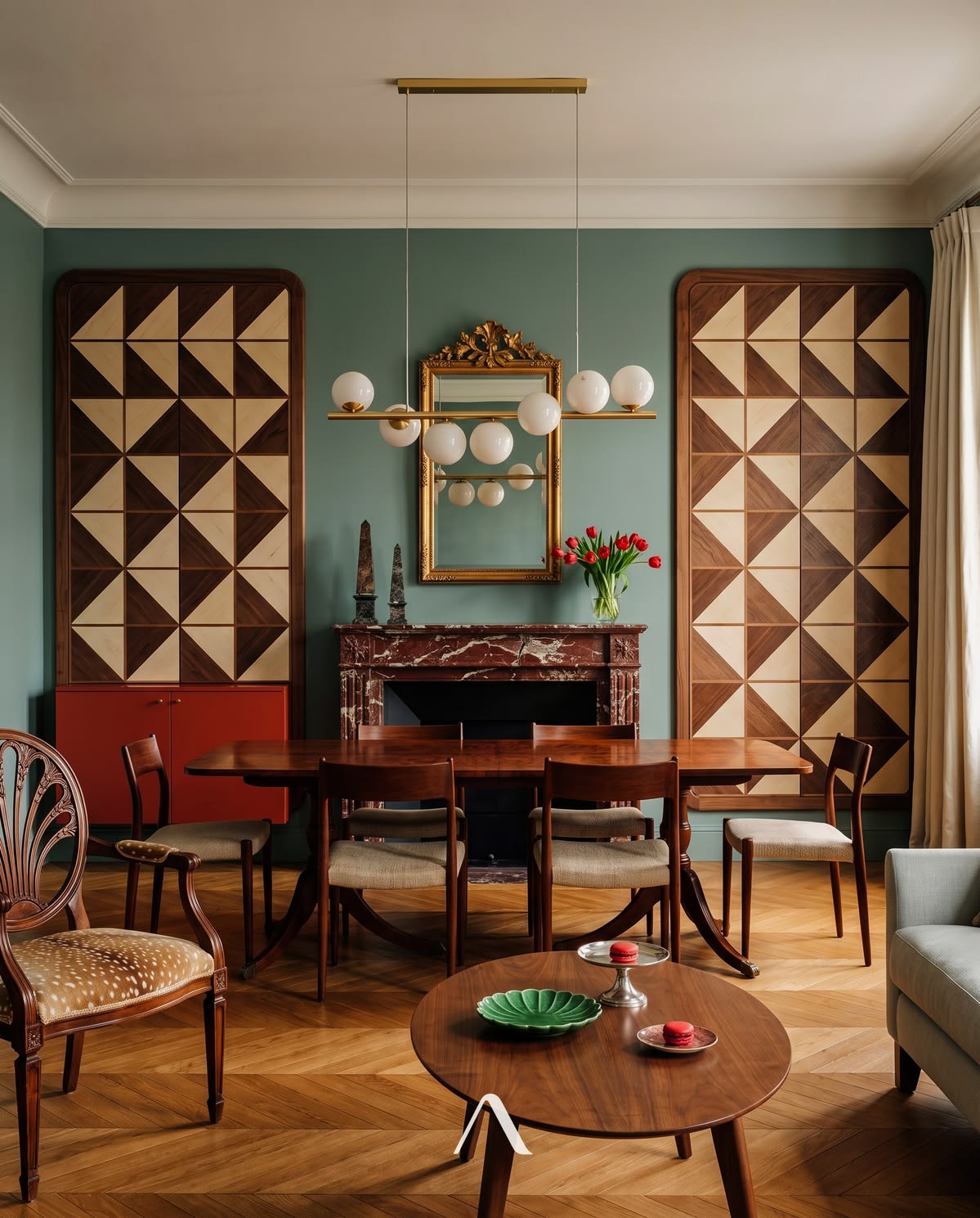 Teal dining room