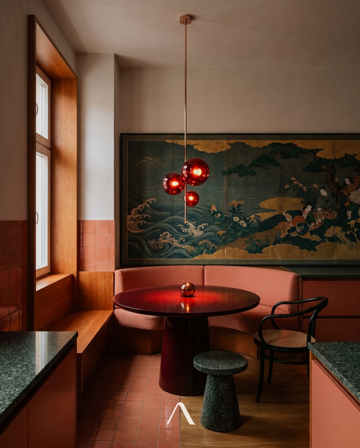 Salmon dining nook