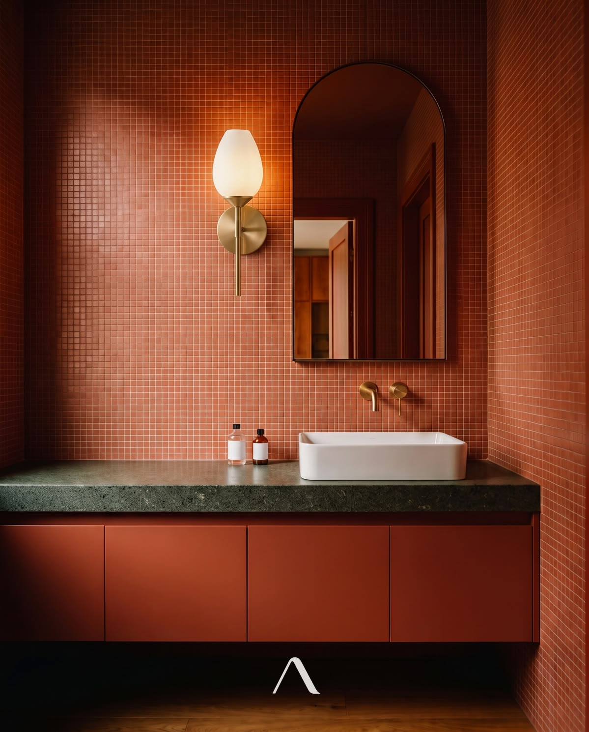 Terracotta mosaic bathroom