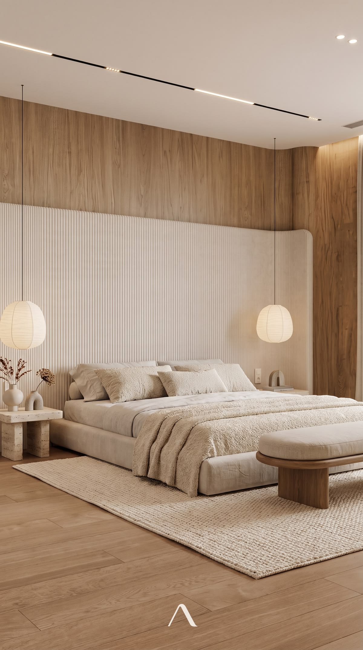 Fluted cream bedroom