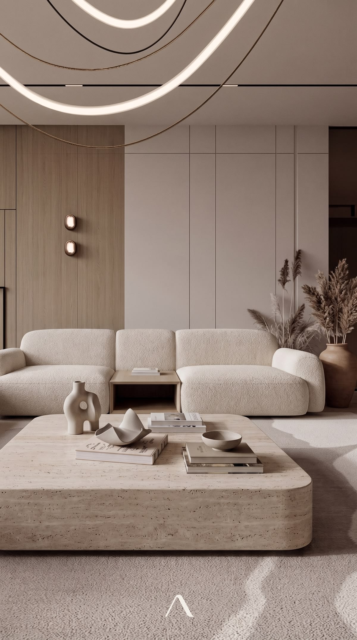 Cream boucle sofa